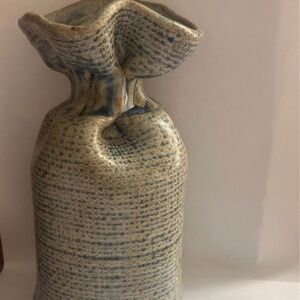 Vintage Studio Pottery gunny sack, signed